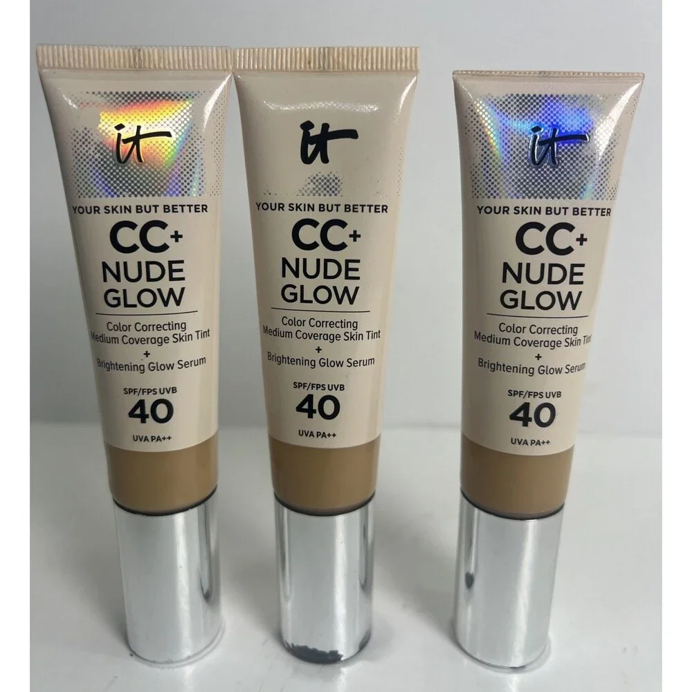 3~ It Cosmetics Your Skin but Better CC+ NUDE GLOW SPF40 MEDIUM TAN 1.08 oz. NNB